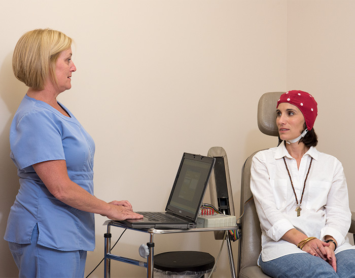 Patient receiving an EEG study for epilepsy diagnosis
